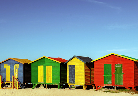 Cape Town colourful beach cabins